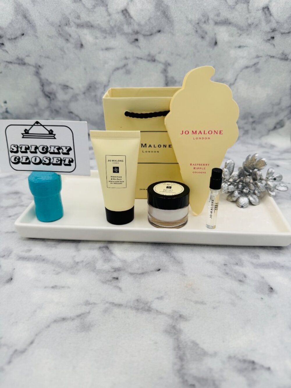 JO MALONE Set-Wood Sage Body Cream&Wash,Raspberry Ripple-30ml,15ml,1.5ml-3pc-NEW